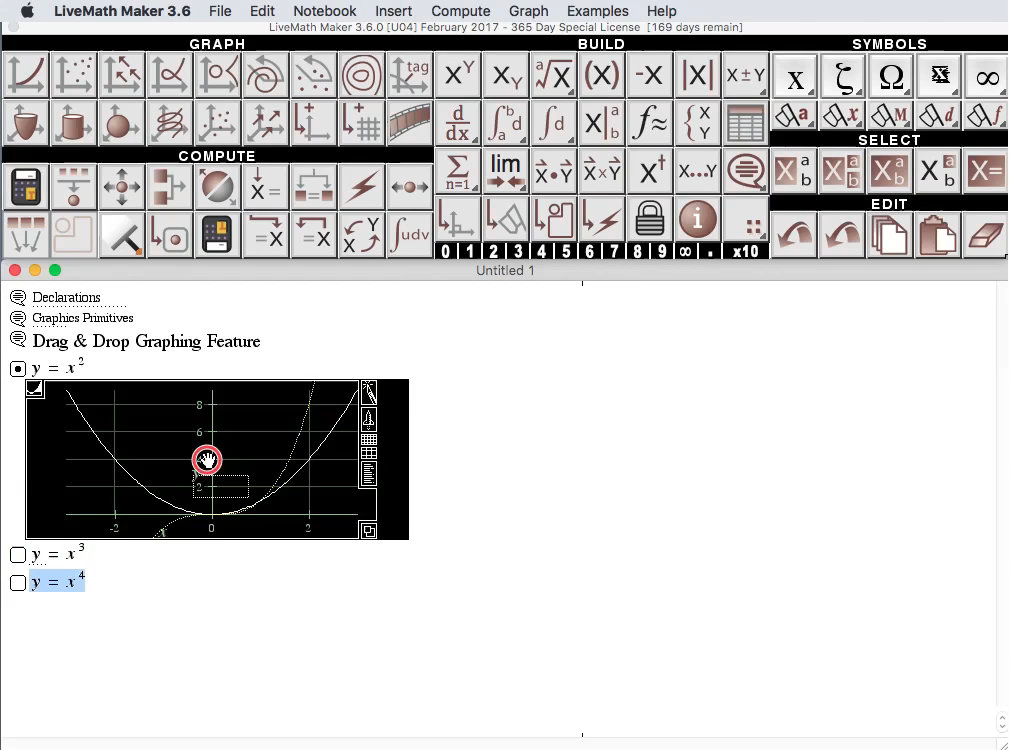 LiveMath Movie Drag&Drop Graphing