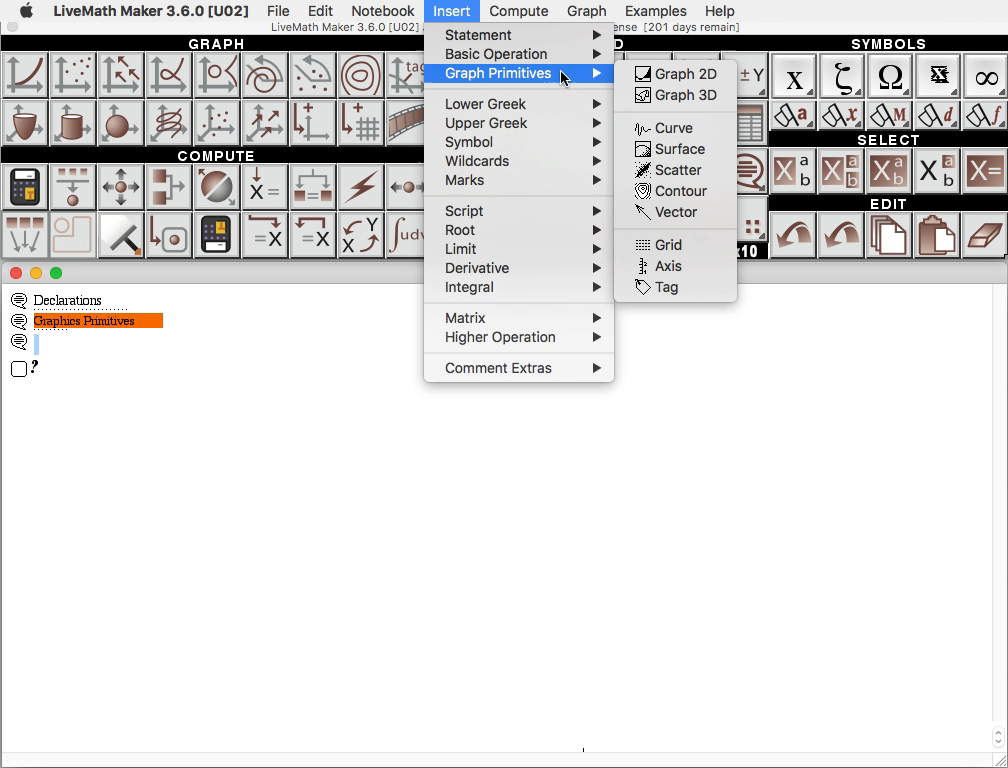 LiveMath Movie LM3.6: New Menus