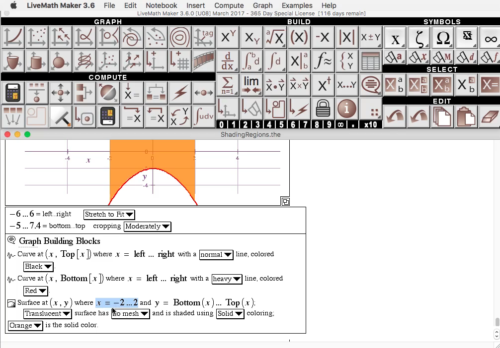 LiveMath Movie Shading Between Two Curves