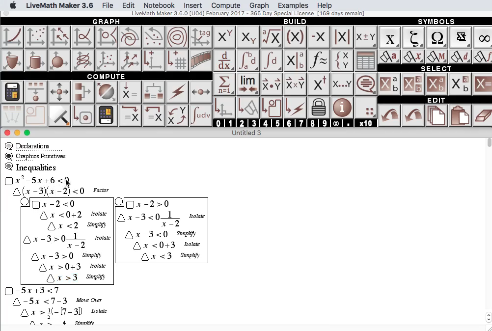 LiveMath Movie Solving Inequalities